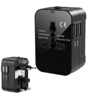 Universāls ceļojumu adapteris UK, USA, EU un AUS kontaktligzdām ar 2 USB portiem