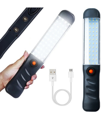 Uzlādējams darbnīcas lukturis ar 48 led cob diodēm, usb uzlādi, āķi un magnētiem
