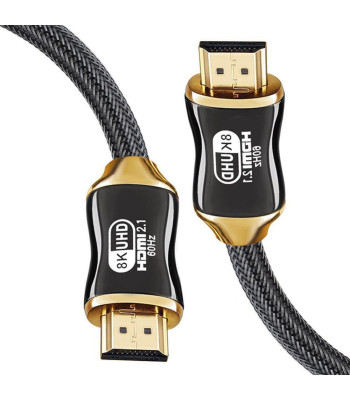 Hdmi 2.1 īpaši ātrgaitas audio un video kabelis ar apzeltītiem kontaktiem, 8K 60Hz, 4K 120Hz, HQ GOLD, 2m