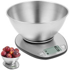 Elektroniskie virtuves svari ar metāla bļodu, digitāli, 0–5 kg, precizitāte 1 g