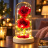 Sarkanas mūžīgās rozes stikla kupolā ar LED apgaismojumu, 21cm