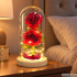 Sarkanas mūžīgās rozes stikla kupolā ar LED apgaismojumu, 21cm
