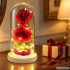 Sarkanas mūžīgās rozes stikla kupolā ar LED apgaismojumu, 21cm
