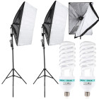 Fotostudijas lampu komplekts ar softboxiem un statīviem, 2 × 135 W