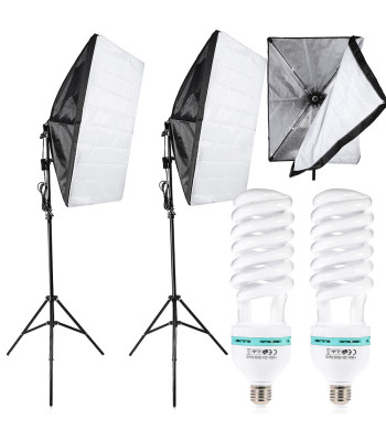 Fotostudijas lampu komplekts ar softboxiem un statīviem, 2 × 135 W