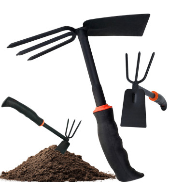 Divpusējs rokas dārza kaplis ar trim zariem, 27 cm
