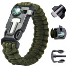 Izdzīvošanas aproce 5 vienā ar kompasu, ugunsšķiltavu, paracord auklu, asmeni un svilpi — 26cm, 2,5cm