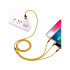 USB kabelis 3 vienā ar Lightning, Micro USB un Type-C savienotājiem, zelta krāsā, 1,2m