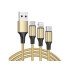 USB kabelis 3 vienā ar Lightning, Micro USB un Type-C savienotājiem, zelta krāsā, 1,2m