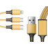 USB kabelis 3 vienā ar Lightning, Micro USB un Type-C savienotājiem, zelta krāsā, 1,2m