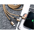 USB kabelis 3 vienā ar Lightning, Micro USB un Type-C savienotājiem, zelta krāsā, 1,2m