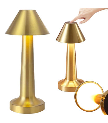 Skārienvadāma bezvadu galda naktslampa guļamistabai, 3 gaismas toņi, zelta