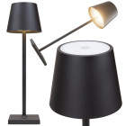 Pieskāriena galda naktslampa ar 3 gaismas toņiem, bezvadu, USB, melna, 38 cm