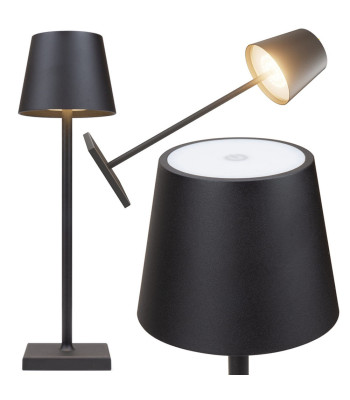 Pieskāriena galda naktslampa ar 3 gaismas toņiem, bezvadu, USB, melna, 38 cm
