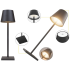 Pieskāriena galda naktslampa ar 3 gaismas toņiem, bezvadu, USB, melna, 38 cm