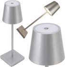 Skārienvadāma galda naktslampa ar 3 gaismas toņiem, bezvadu, USB, sudraba, 38 cm