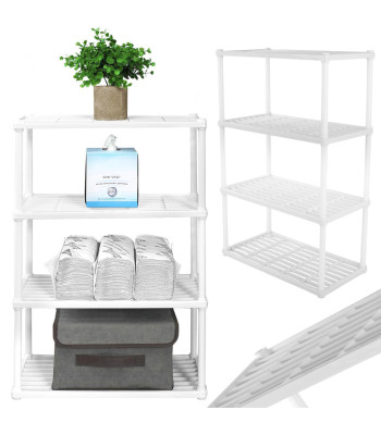 Brīvi stāvošs vannas istabas un virtuves plaukts-organizators, balts, 4 līmeņi, 64cm x 41cm x 22cm