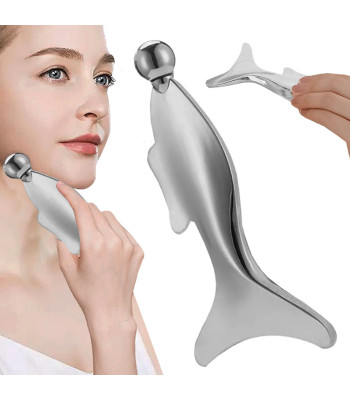 Nerūsējošā tērauda gua sha masāžas rīks ar lodīti sejai un ķermenim, 13 cm