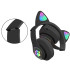 Bezvadu Bluetooth austiņas ar FM radio, MP3 un LED apgaismojumu kaķa ausu formā, melnas