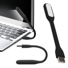 Elastīga silikona USB lampa datoram, 6 LED, melna, 16,7cm x 1,8cm