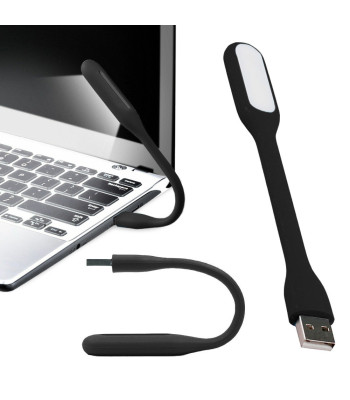 Elastīga silikona USB lampa datoram, 6 LED, melna, 16,7cm x 1,8cm