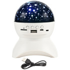 Zvaigžņu projektors un naktslampa ar LED, Bluetooth skaļruni un USB, balts, 11cm x 13cm