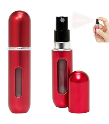 Ceļojumu atomizators smaržām ar pulverizatoru, alumīnija, sarkans, 5ml