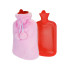 Gumijas termofors ar mīkstu plīša pārvalku, rozā, 1700 ml, 35 × 20 cm
