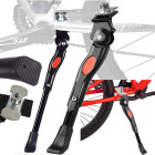 Regulējama alumīnija velosipēda sānu kājiņa, melna, 30–34 cm