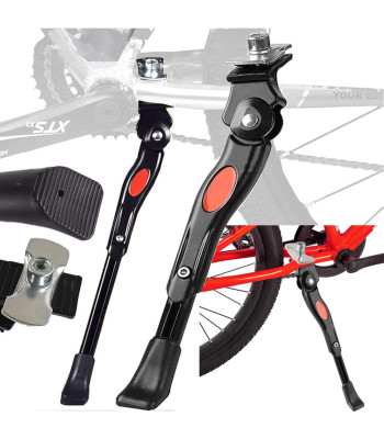 Regulējama alumīnija velosipēda sānu kājiņa, melna, 30–34 cm