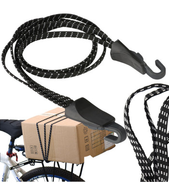 Velosipēda bagāžnieka gumija ar āķiem bagāžas nostiprināšanai, melna, 60 cm