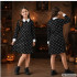 Bērnu kostīma kleita Wednesday Addams stilā, melna ar galvaskausiem, 115–125 cm