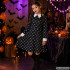 Bērnu Wednesday Addams kostīma kleita ar galvaskausu rakstu, melna, 135–145 cm