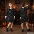Bērnu Wednesday Addams kostīma kleita ar galvaskausu rakstu, melna, 135–145 cm