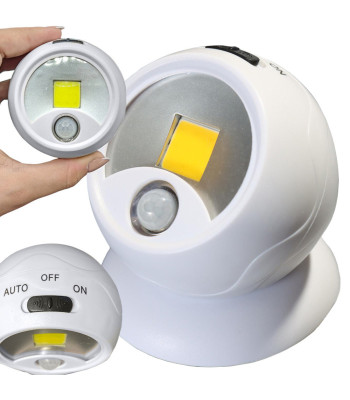 Bezvadu LED COB lampa ar kustības sensoru un magnētisku pamatni, 360°