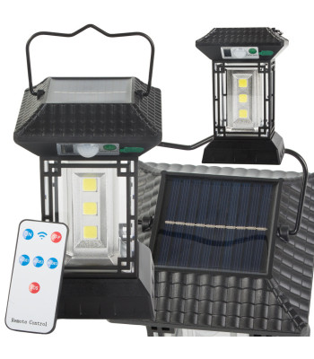 Saules lampa ar krēslas un kustības sensoru, 5 režīmi, 60 COB LED, tālvadības pults, CL-T60