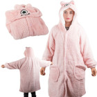 Silts džemperis-pleds ar kapuci, biezs, 2 vienā, oversize, XL