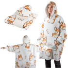 Silts džemperis-sega ar suņa motīvu, kapuci un kabatu, oversize, 2 vienā, XXL