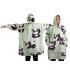 Silts panda džemperis-pleds ar kapuci, oversize, 2-in-1, biezs un mīksts, XXL