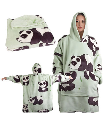 Silts panda džemperis-pleds ar kapuci, oversize, 2-in-1, biezs un mīksts, XXL