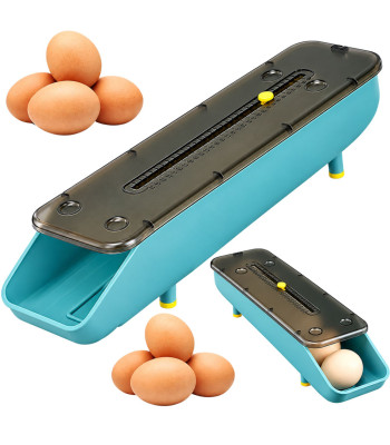 Olu organizators, trauks un padevējs ledusskapim ar datuma marķieri, zils, 7 olām, 33 × 9 × 7 cm