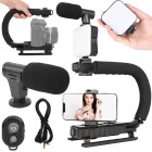 Vlogu veidošanas komplekts ar statīvu, mikrofonu, LED lampu un Bluetooth tālvadības pulti AY-49U