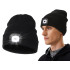 Melna ziemas cepure ar LED lukturi, USB uzlāde, 3 gaismas režīmi, 21 cm, 20–30 cm