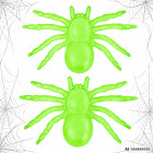 Fluorescējoši zaļi zirnekļi Helovīna dekorēšanai, 2 gab., 11 × 7 cm