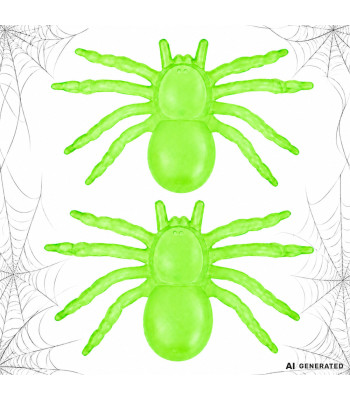 Fluorescējoši zaļi zirnekļi Helovīna dekorēšanai, 2 gab., 11 × 7 cm