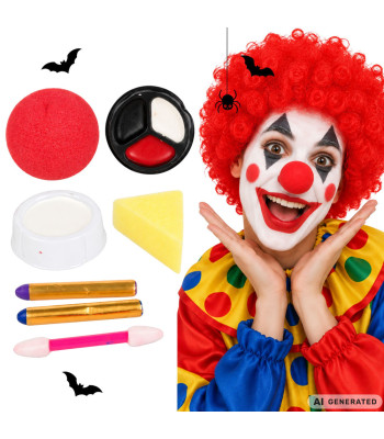 Klauna grima komplekts ar degunu Halloween un cosplay tēliem