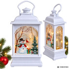 Ziemassvētku LED laterna ar sniegavīru, balta, 14 × 7 × 4 cm