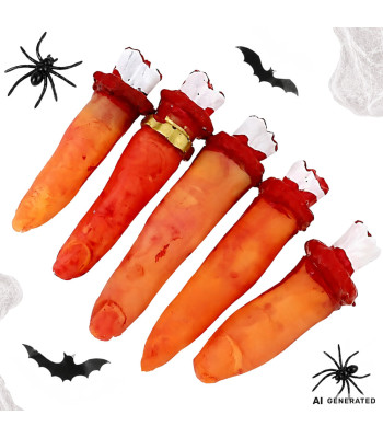 Halloween dekorācija ar asiņainiem mākslīgajiem pirkstiem, 5 gab.