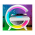 RGB LED lampa ar bezvadu lādētāju, skaļruni, modinātāju un radio, 24,5 × 24 × 8 cm