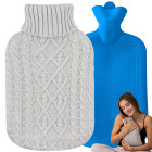Gumijas termofors ar džemperveida pārvalku, pelēks, 2 l, 34cm x 19cm
